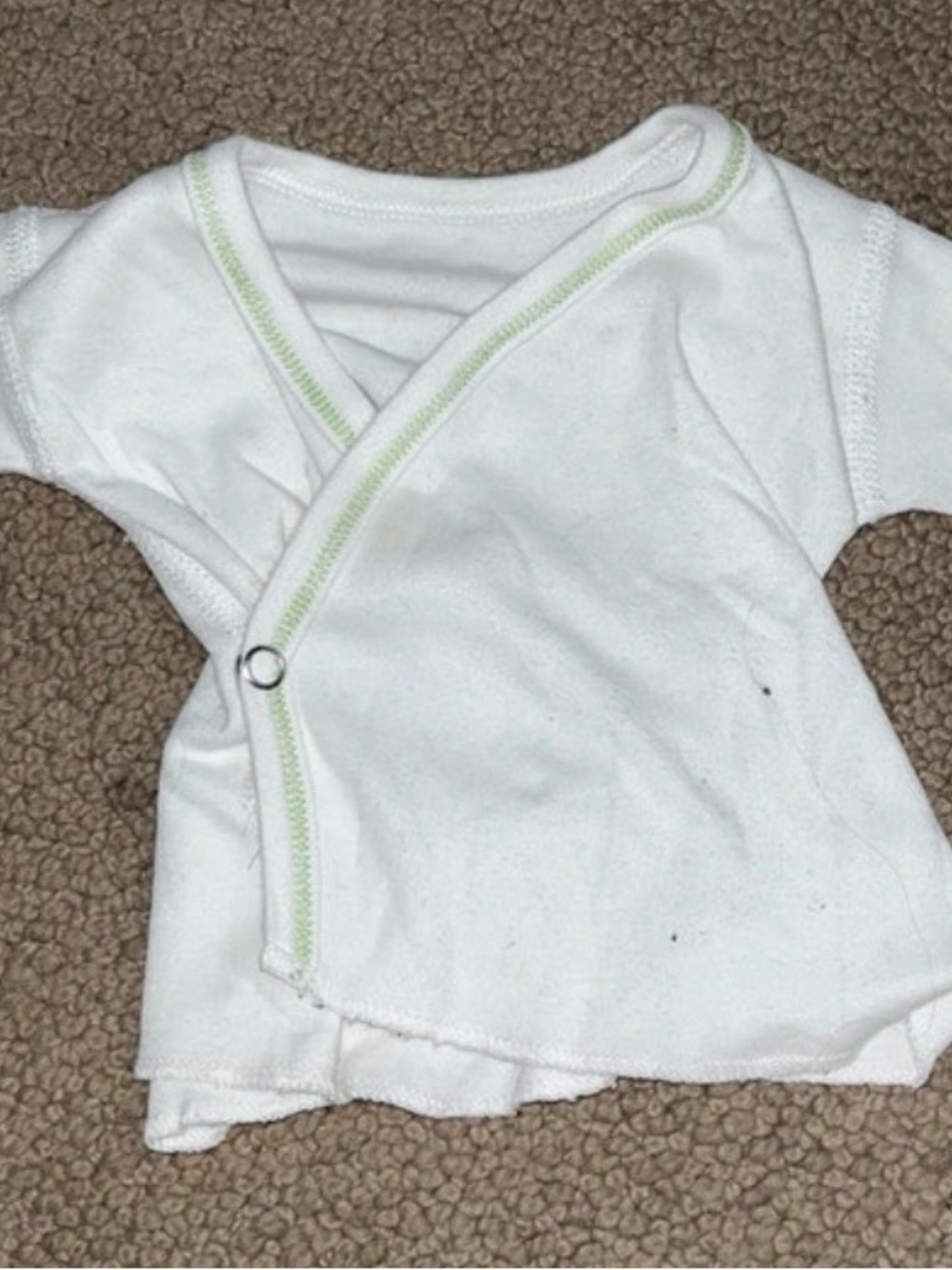 Target White Baby Kimono Top with Light Green Trim